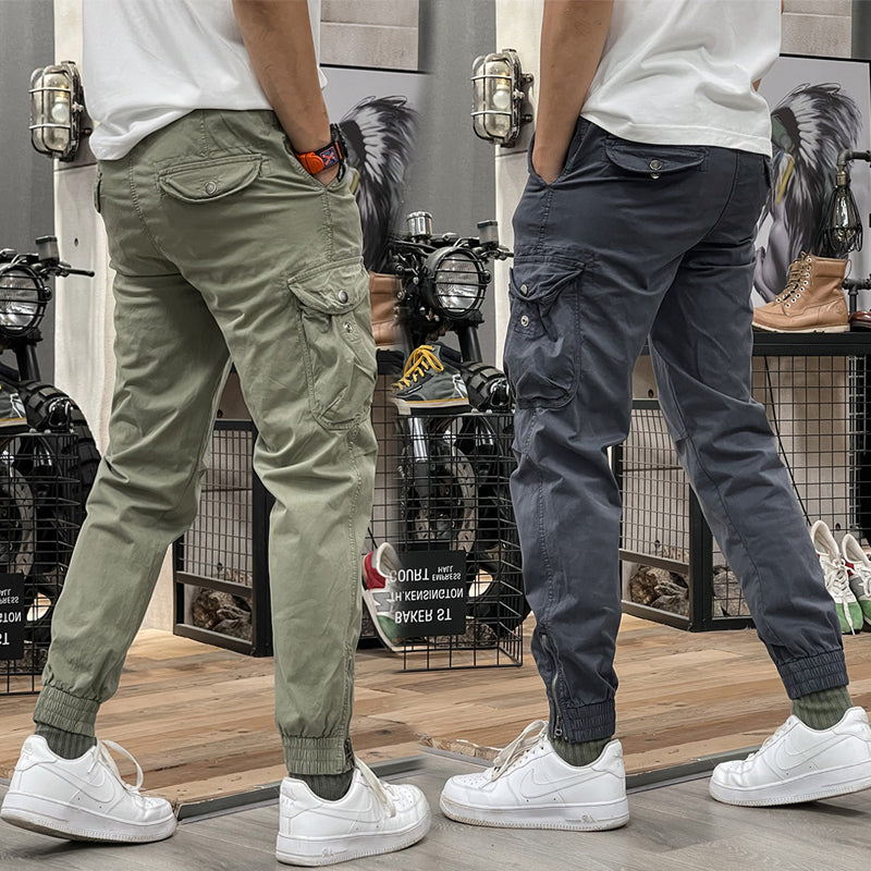 VALERIA LAURENT | Pantalones Cargo Marino Multibolsillo
