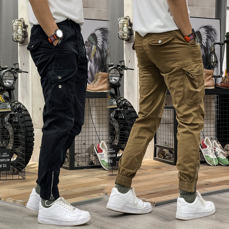 VALERIA LAURENT | Pantalones Cargo Marino Multibolsillo