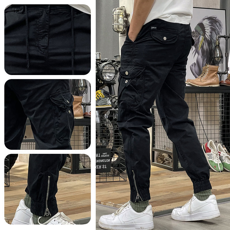VALERIA LAURENT | Pantalones Cargo Marino Multibolsillo