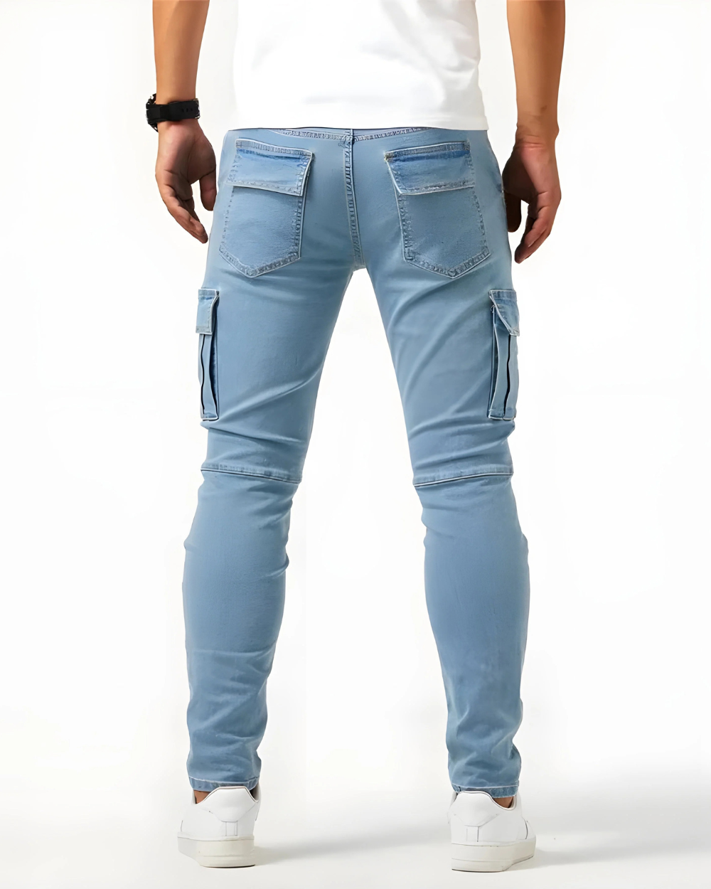 VALERIA LAURENT | Pantalón Cargo Marino Elástico