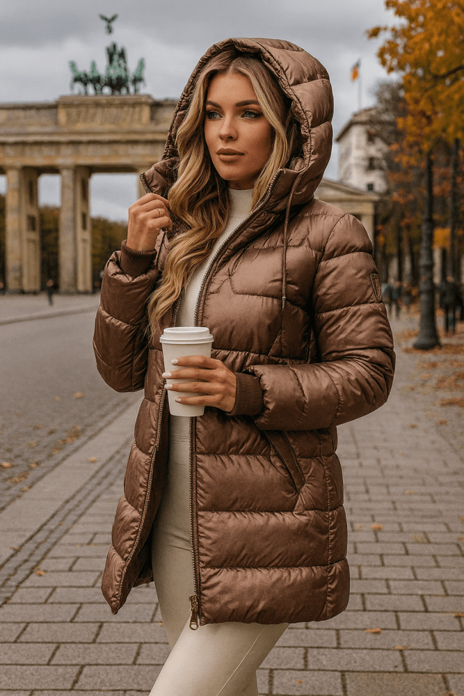 VALERIA LAURENT | Lina | Chaqueta acolchada larga y cálida con capucha amplia