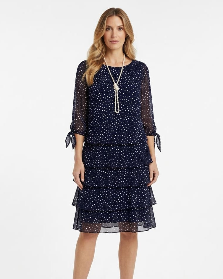 VALERIA LAURENT | Vestido Midi de Lunares con Volantes