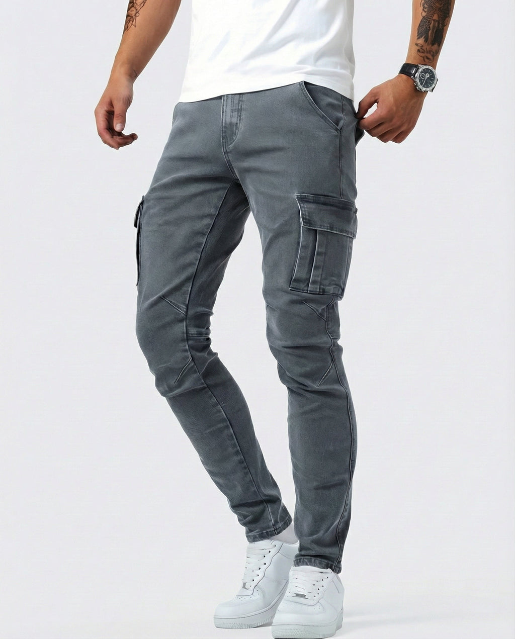 VALERIA LAURENT | Pantalón Cargo elástico gris