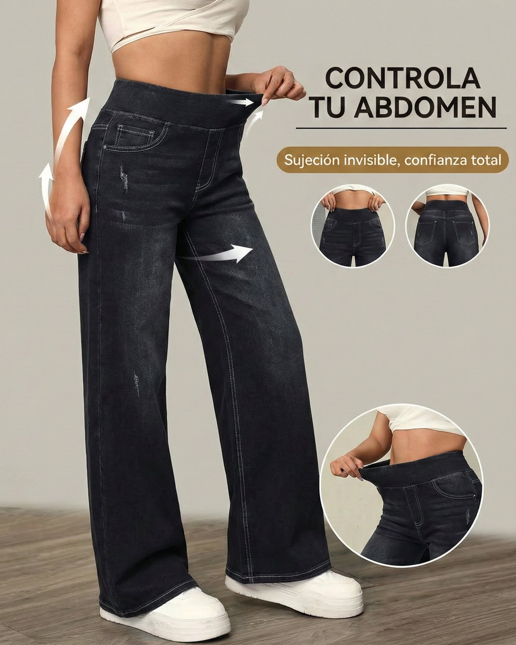 VALERIA LAURENT | Pantalones anchos con control de abdomen.