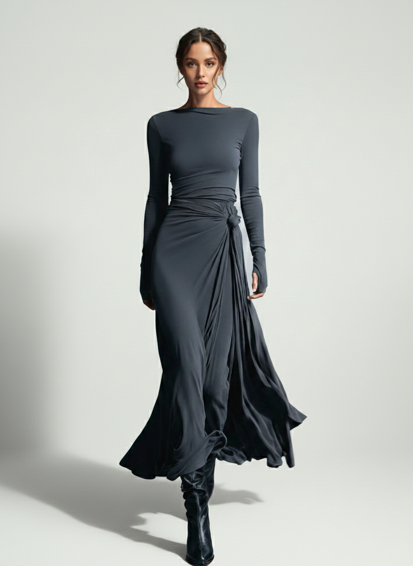 VALERIA LAURENT | Naiara ❘ Vestido maxi con nudo lateral