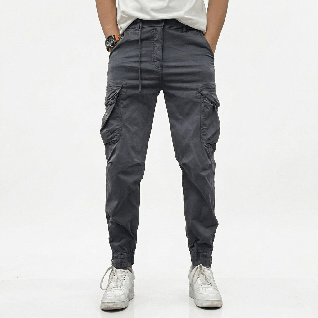 VALERIA LAURENT | Pantalones Cargo Marino Multibolsillo