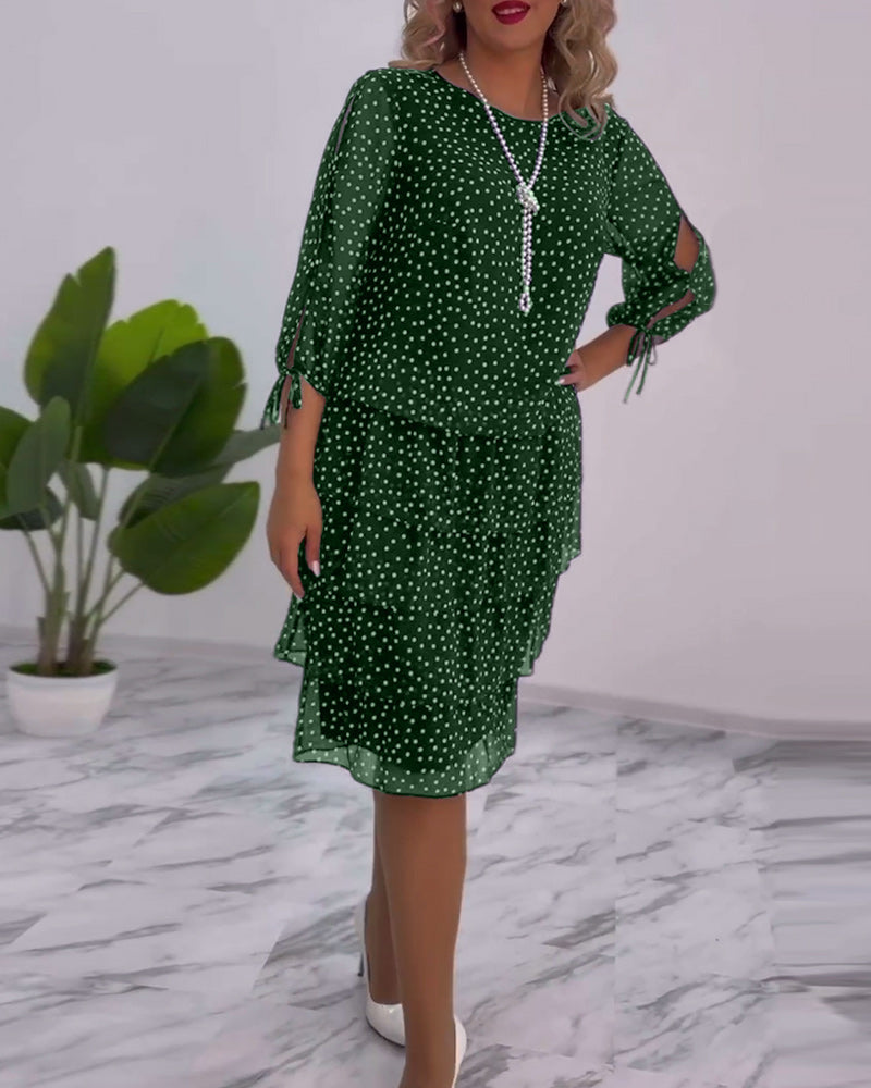 VALERIA LAURENT | Vestido Midi de Lunares con Volantes