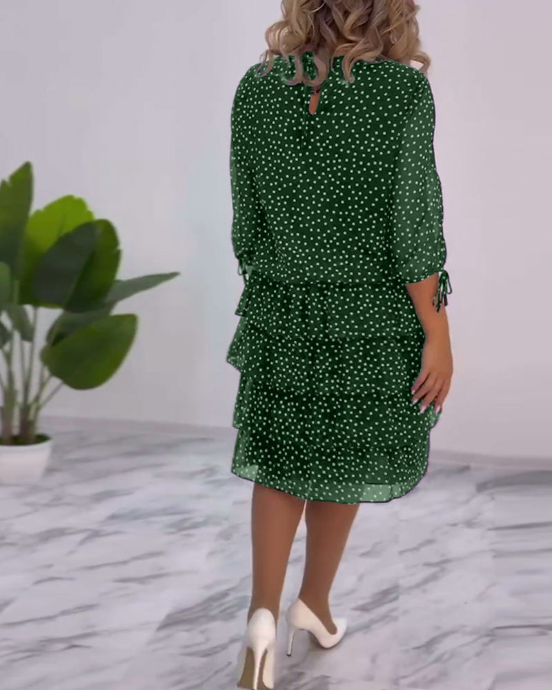 VALERIA LAURENT | Vestido Midi de Lunares con Volantes