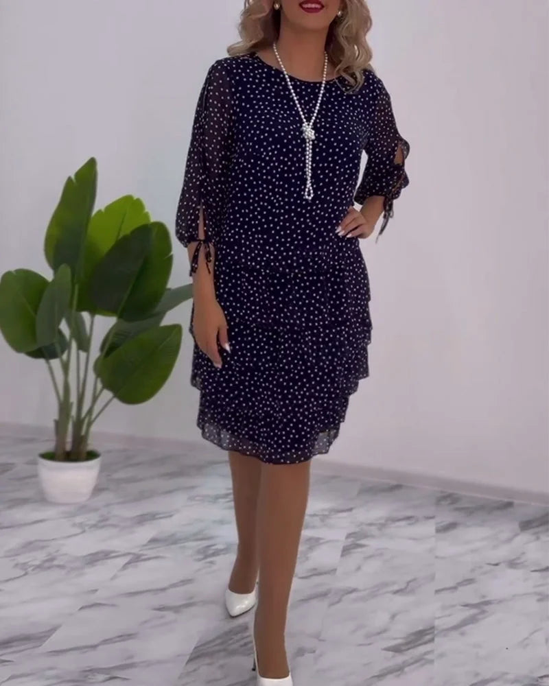VALERIA LAURENT | Vestido Midi de Lunares con Volantes