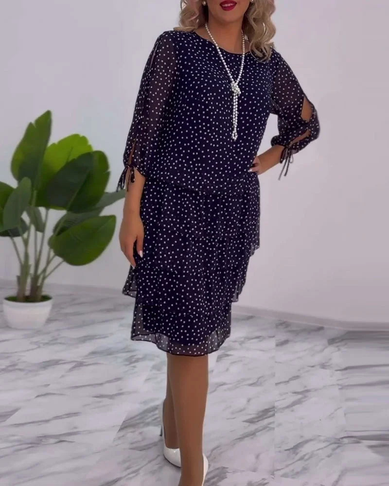 VALERIA LAURENT | Vestido Midi de Lunares con Volantes
