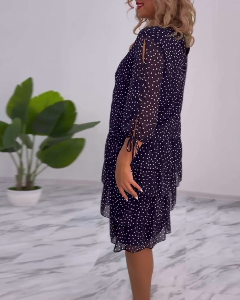 VALERIA LAURENT | Vestido Midi de Lunares con Volantes
