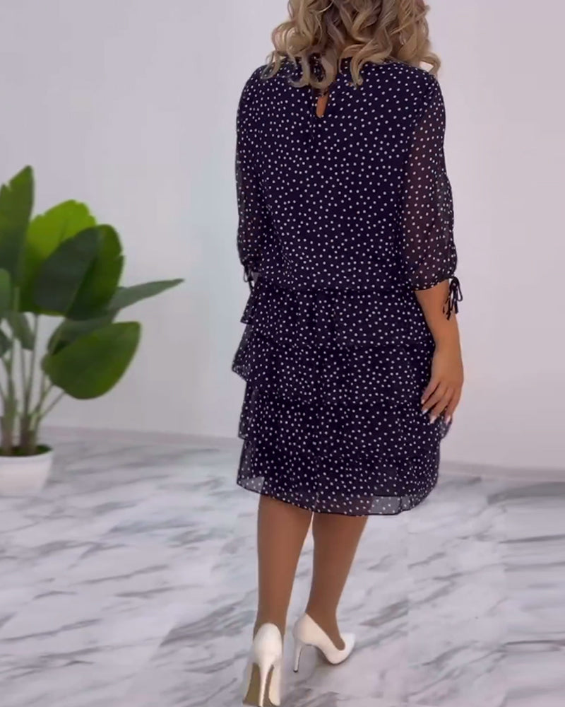 VALERIA LAURENT | Vestido Midi de Lunares con Volantes