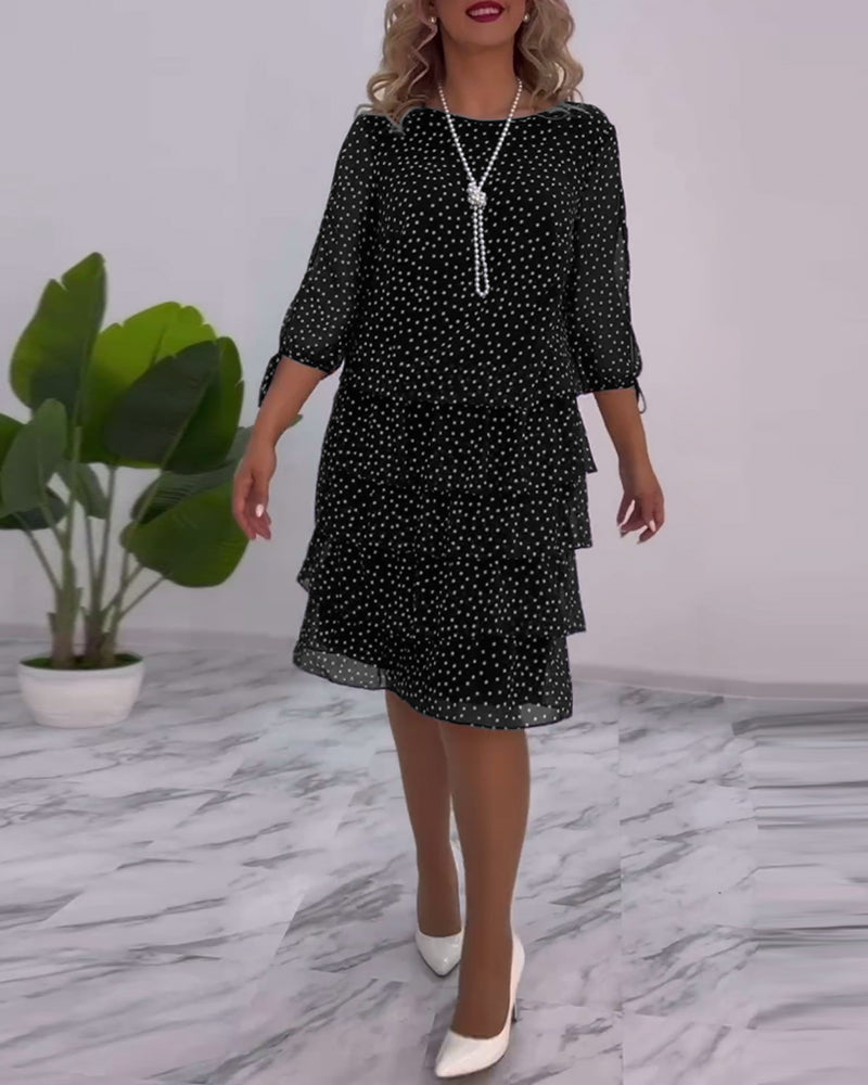 VALERIA LAURENT | Vestido Midi de Lunares con Volantes