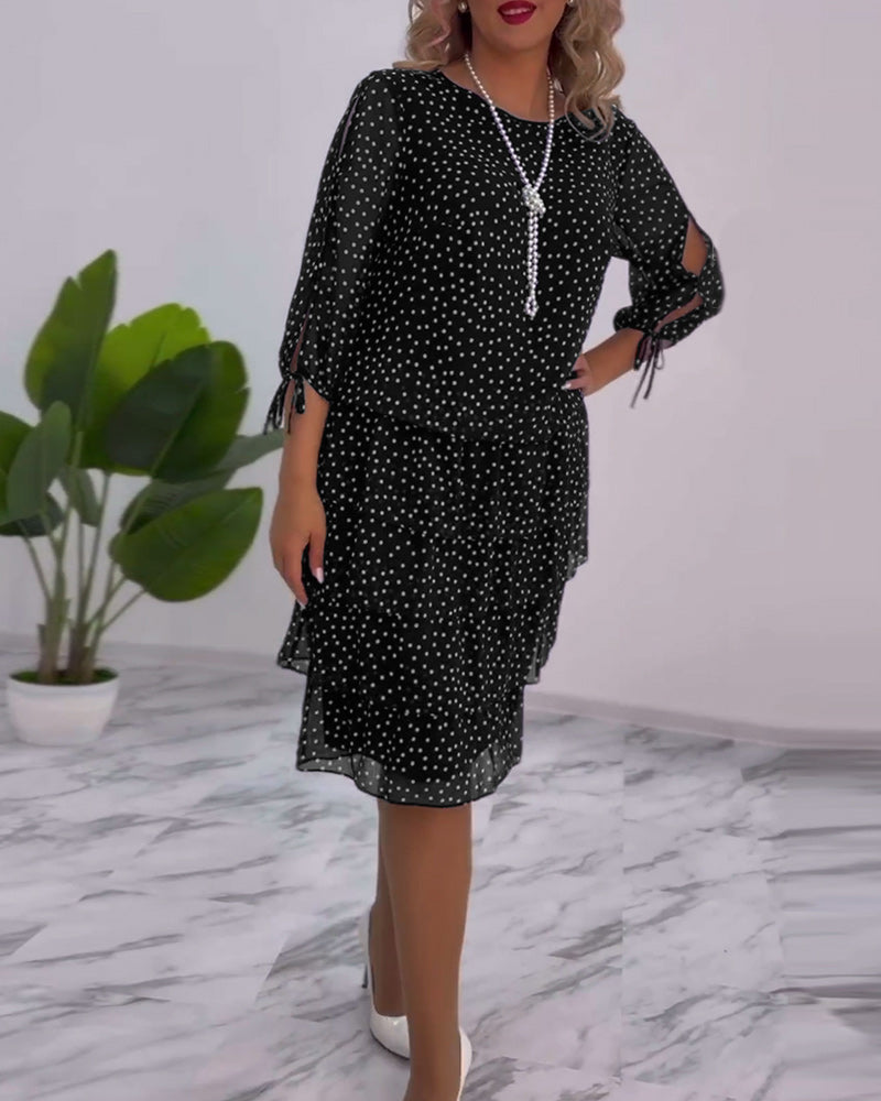 VALERIA LAURENT | Vestido Midi de Lunares con Volantes