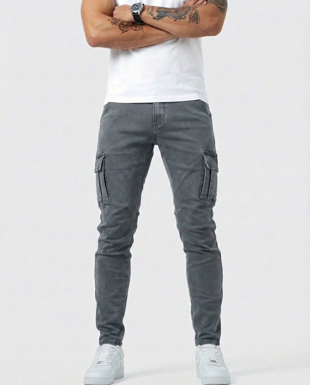 VALERIA LAURENT | Pantalón Cargo elástico gris
