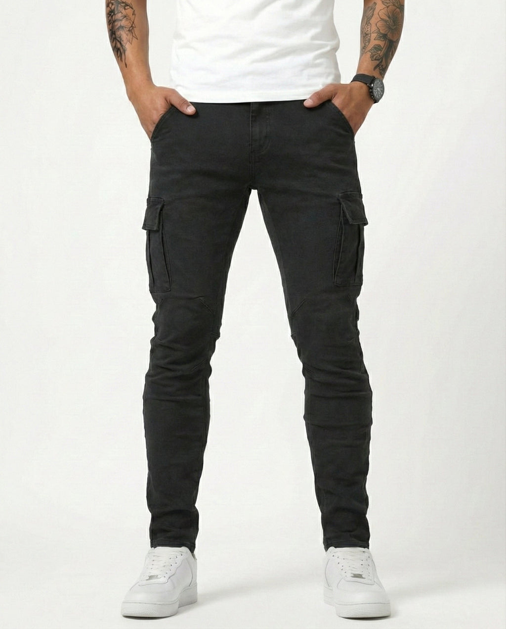 VALERIA LAURENT | Pantalón Cargo elástico negro
