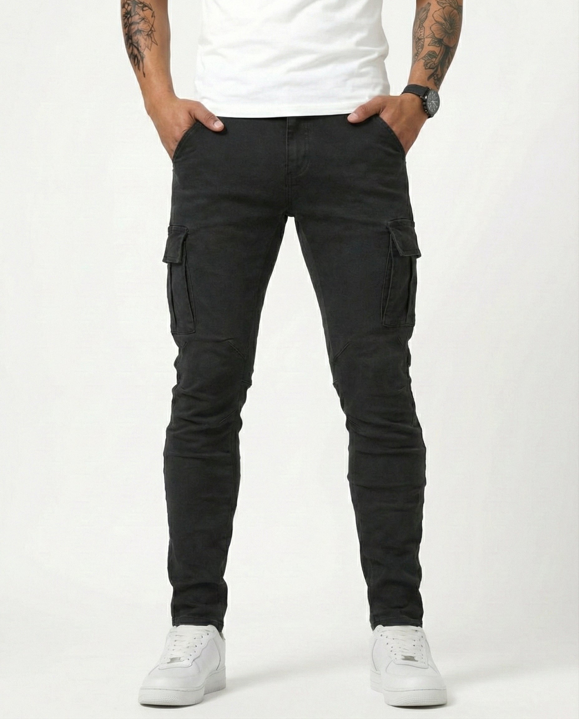 VALERIA LAURENT | Pantalón Cargo elástico negro